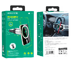 Slika izdelka: BOROFONE Avtonosilec BH43 (Fast Charge) 15W z Magsafe tehnologijo brezžičnega polnjenja - srebrn