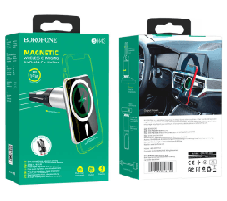 Slika 2 izdelka: BOROFONE Avtonosilec BH43 (Fast Charge) 15W z Magsafe tehnologijo brezžičnega polnjenja - srebrn