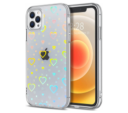 Slika izdelka: Clear Case silikonski ovitek Hologram za iPhone 13 Pro - prozoren s srčki