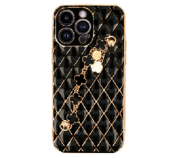Slika 2 izdelka: Glamur silikonski ovitek z zapestnico za iPhone 14 Pro - črn