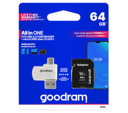 Slika izdelka: Goodram SPOMINSKA KARTICA 64GB micro SD 2v1 100MB/s + OTG čitalec 2.0