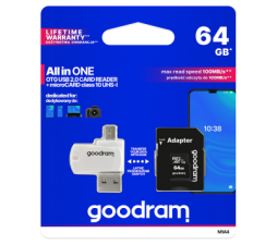 Slika 2 izdelka: Goodram SPOMINSKA KARTICA 64GB micro SD 2v1 100MB/s + OTG čitalec 2.0