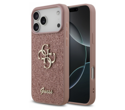 Slika izdelka: GUESS GUHCP17XHG4SGP silikonski ovitek za iPhone 17 Pro Max - roza z bleščicami in zlatim logom