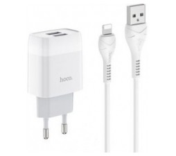 Slika 2 izdelka: HOCO hišni polnilec C73 2,4A 2x USB vtič s polnilnim kablom Lightning za iPhone