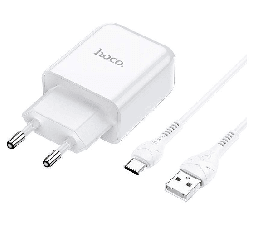 Slika izdelka: HOCO pametni hišni polnilec N2 z USB vtičem in s polnilnim kablom Type C 2,1A 10,5W za Samsung - bel