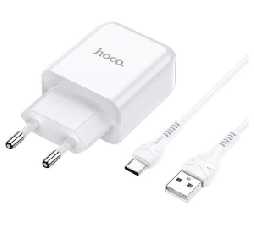 Slika 2 izdelka: HOCO pametni hišni polnilec N2 z USB vtičem in s polnilnim kablom Type C 2,1A 10,5W za Samsung - bel