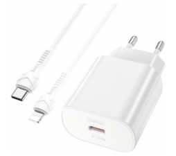Slika 2 izdelka: Hoco polnilec N22 Jetta PD 25W Type C s kablom Type C na Lightning za iPhone - bel