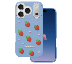 Slika izdelka: Jagoda silikonski ovitek za iPhone 17 Pro Max  - moder