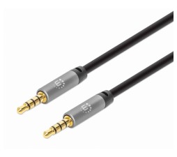 Slika izdelka: Kabel 3,5 mm Stereo moški/moški MANHATTAN, 1 m, črno/srebrna