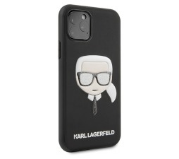 Slika izdelka: Originalen KARL LAGERFELD ovitek iPhone 11 Pro - Karl s Head Glitter Glasses - črna silikonska zaščita - KLHCN58GLBK