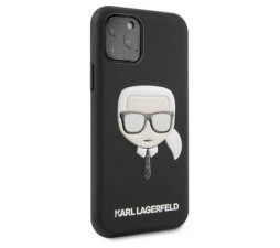 Slika 2 izdelka: Originalen KARL LAGERFELD ovitek iPhone 11 Pro - Karl s Head Glitter Glasses - črna silikonska zaščita - KLHCN58GLBK