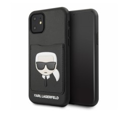 Slika izdelka: Originalen KARL LAGERFELD ovitek iPhone 11 Pro Max - Karl s Head Card Slot - črna silikonska zaščita - KLHCN65CSKCBK