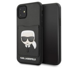 Slika 2 izdelka: Originalen KARL LAGERFELD ovitek iPhone 11 Pro Max - Karl s Head Card Slot - črna silikonska zaščita - KLHCN65CSKCBK