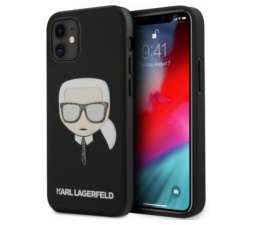 Slika 2 izdelka: Originalen KARL LAGERFELD ovitek iPhone 12 Mini - Karl s Head Glitter Glasses - črna silikonska zaščita - KLHCP12SGLBK