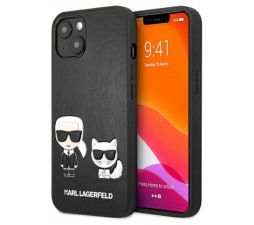 Slika izdelka: Originalen KARL LAGERFELD ovitek iPhone 13 6.1 - Karl and Choupette - črna trda zaščita - KLHCP13MPCUSKCBK