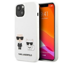 Slika izdelka: Originalen KARL LAGERFELD ovitek iPhone 13 6.1 - Full Bodies - bela silikonska zaščita - KLHCP13MSSKCW