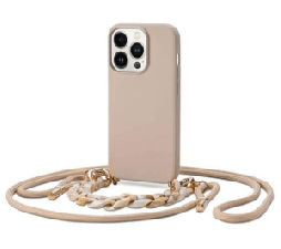Slika 2 izdelka: Liquid silikonski ovitek za iPhone 14 Plus 6.7 - bež z vrvico in zapestnico