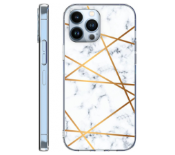 Slika 2 izdelka: Onasi silikonski ovitek Marmor za iPhone 14 6.1  - bel