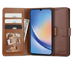 Slika 2 izdelka: Onasi Wallet denarnica usnjena preklopna torbica Samsung Galaxy A54 - rjava