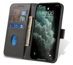 Slika 2 izdelka: Onasi Wallet denarnica usnjena preklopna torbica iPhone 17 Pro - črna 