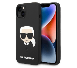 Slika 2 izdelka: Originalen KARL LAGERFELD ovitek iPhone 14 6.1  - Karls Head - črn silikonska zaščita - KLHCP14SSLKHBK