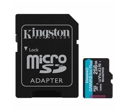 Slika izdelka: SDXC KINGSTON micro 256GB Canvas Go Plus, 200/160MB/s, C10, UHS-I, U3, V30, A2, adapter