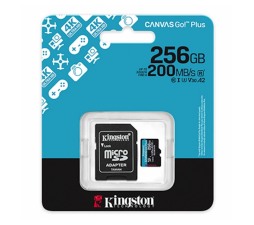Slika 2 izdelka: SDXC KINGSTON micro 256GB Canvas Go Plus, 200/160MB/s, C10, UHS-I, U3, V30, A2, adapter