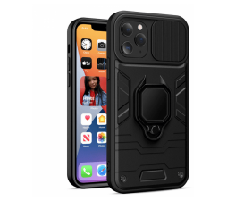 Slika izdelka: Silikonski ovitek Armor Ring z zaščito kamere za iPhone 17 Pro Max - črn