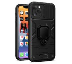 Slika 2 izdelka: Silikonski ovitek Armor Ring z zaščito kamere za iPhone 16 Plus - črn