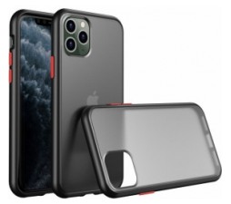 Slika 2 izdelka: Silikonski ovitek s trdim zadnjim delom za iPhone 12 Pro Max - črn