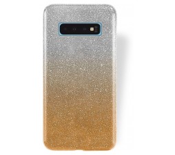 Slika izdelka: Silikonski ovitek z bleščicami Bling za Samsung Galaxy S10 G973 zlat s srebrnimi bleščicami