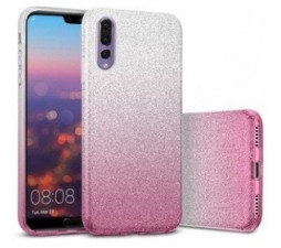 Slika 2 izdelka: Silikonski ovitek z bleščicami Bling 2v1 za Huawei Y5p - srebrno pink