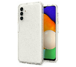 Slika 2 izdelka: Silikonski ovitek z bleščicami za Samsung Galaxy A13 LTE A135 - prozoren s srebrnimi bleščicami