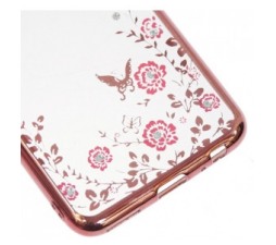 Slika 2 izdelka: Silikonski ovitek z rožicami za Huawei P10 Lite - pink