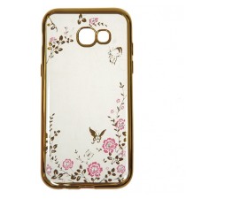 Slika izdelka: Silikonski ovitek z rožicami za Samsung Galaxy J3 2016 - zlat