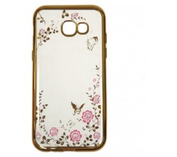 Slika 2 izdelka: Silikonski ovitek z rožicami za Samsung Galaxy J3 2016 - zlat