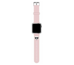 Slika 2 izdelka: Karl Lagerfeld silikonski pašček za uro za Apple Watch 38 / 40 mm - Choupettes Head roza - KLAWMSLCP