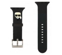 Slika 2 izdelka: Karl Lagerfeld silikonski pašček za uro Apple Watch 38 / 40 mm - Karls Head - črn - KLAWMSLKK